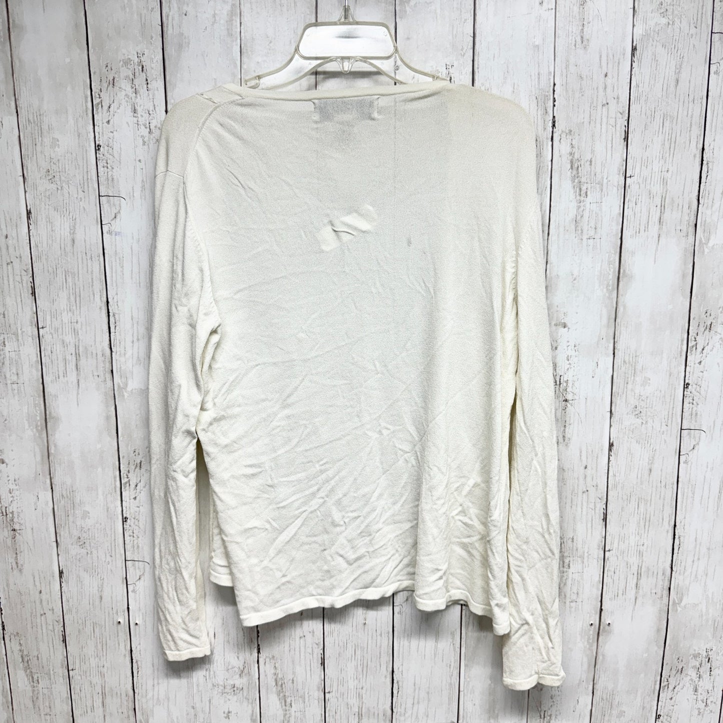 Linda Lucia Sweater Women Size Large Ivory Cream Detail Trim Cardigan Casual