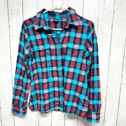 PATAGONIA Shirt Women 4 Multicolored Plaid Striped Long Sleeve Flannel Cotton