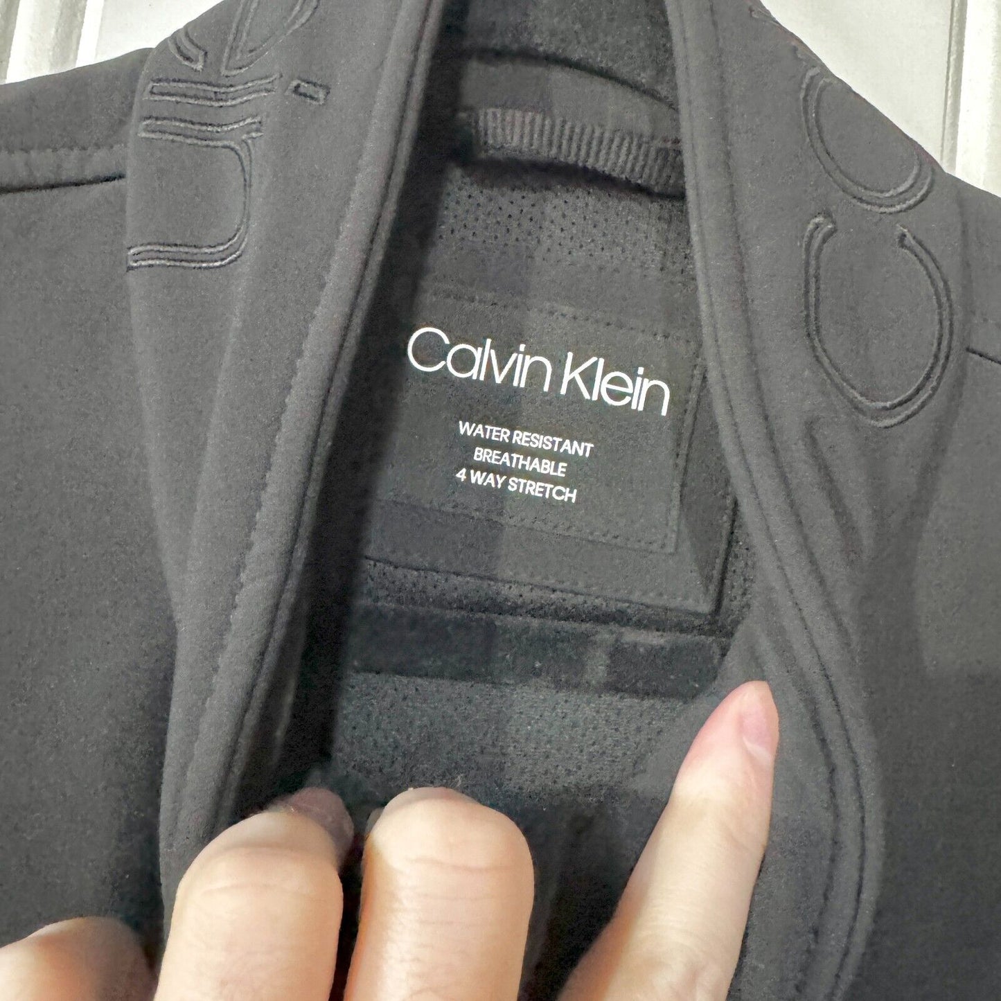 CALVIN KLEIN Jacket Mens Sz S Black Water Resistance Soft Shell Stretch Zip Up