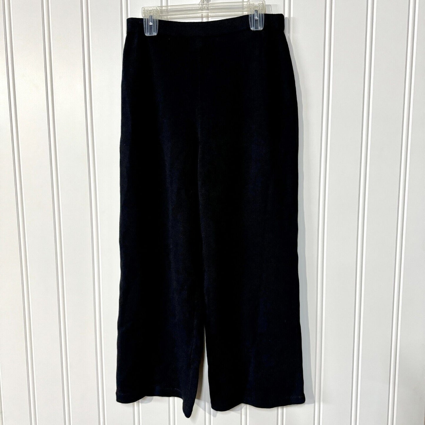 ST John Pants Women Sz 12 Navy Blue Cotton Knit Wide Leg Relaxed Mid Rise Sweats