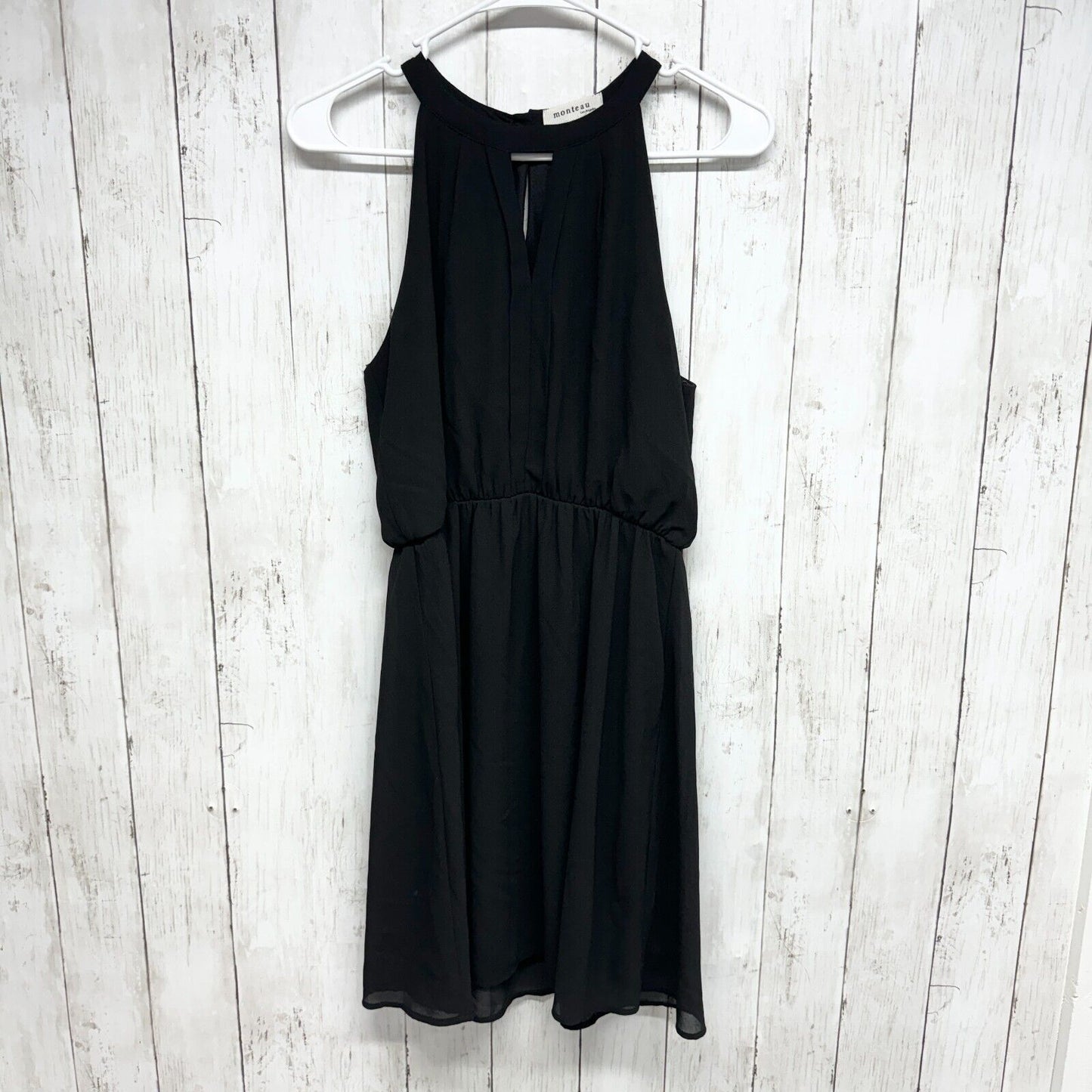 Monteau Dress Size Small Mini Womens Fit & Flare Black Sleeveless High Neck