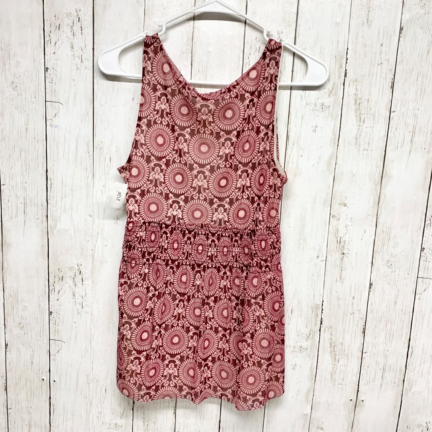 Michael Kors Dress Women Size Small Geometric Sleeveless Vneck Red Burgundy