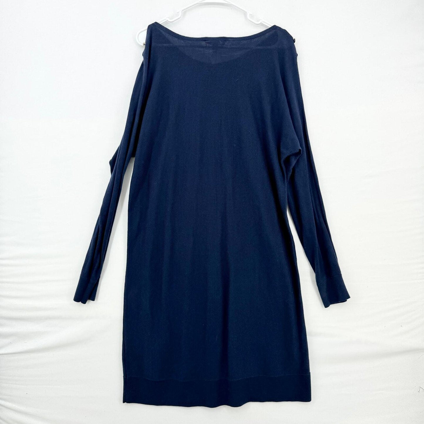 Lilly Pulitzer Midi Navy Blue Long Sleeve Wide Neck Dress Women Size Large