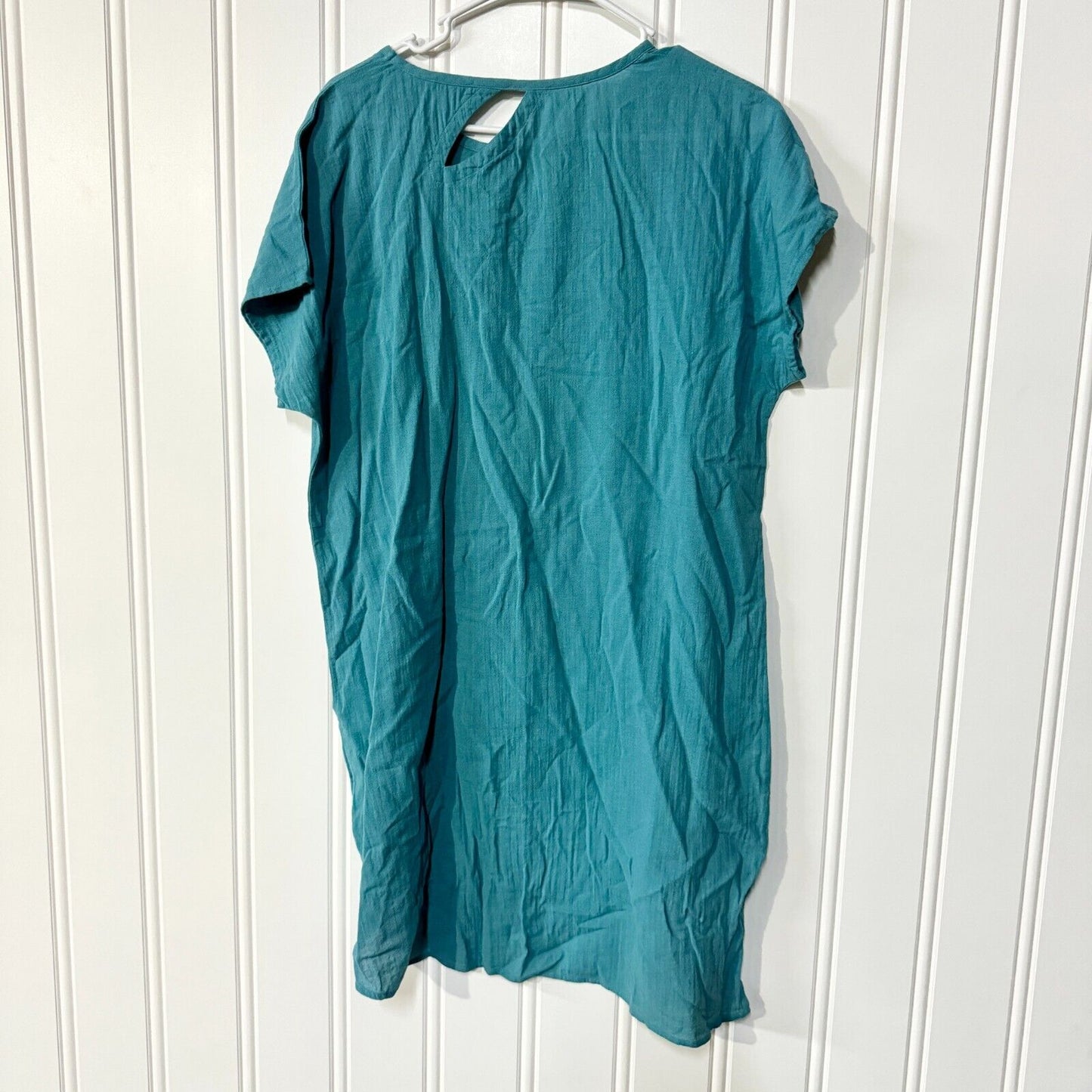 Soft Surroundings Blue 100% Cotton Short Sleeve Tunic Dress Size PL