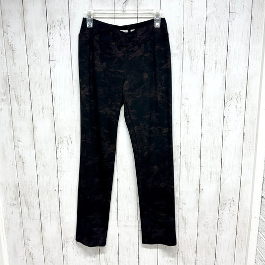 LG Lena Gabrielle Pants Women 6 Black Floral Pull On Relaxed Straight Leggings