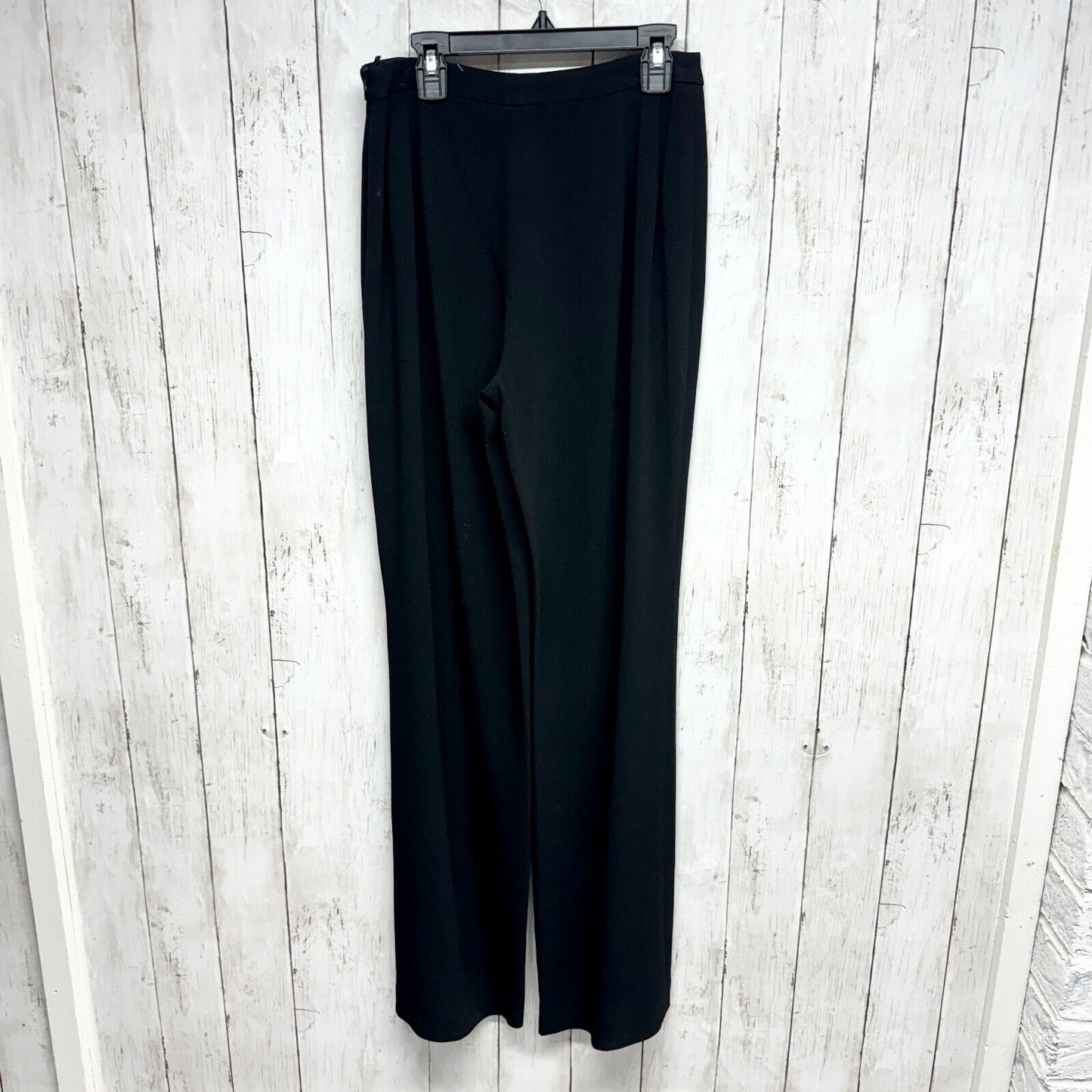 RENA LANGE Women Sz 6 Pants Wide Leg Black Viscose High Waisted Workwear