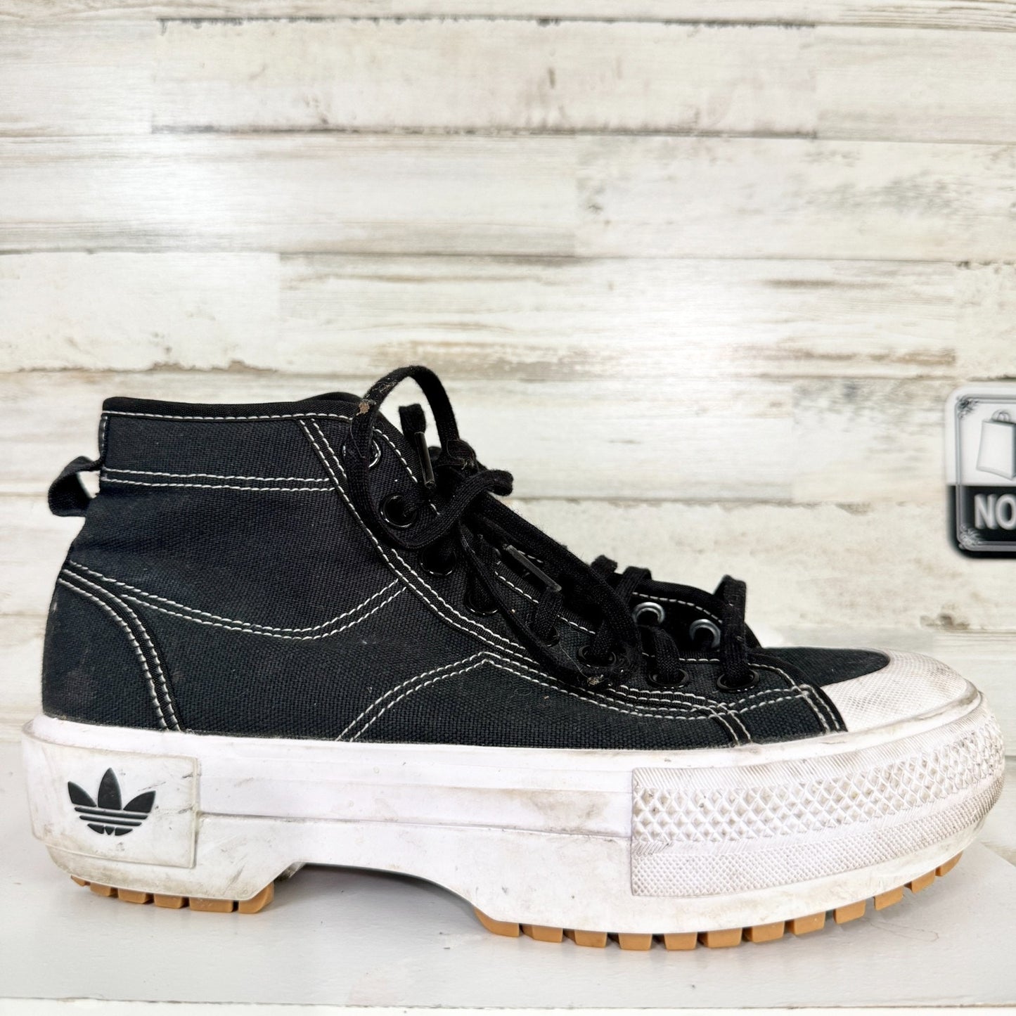 Adidas Shoes Women Size 8 Nizza Trek Black High Top Platform Sneakers Casual