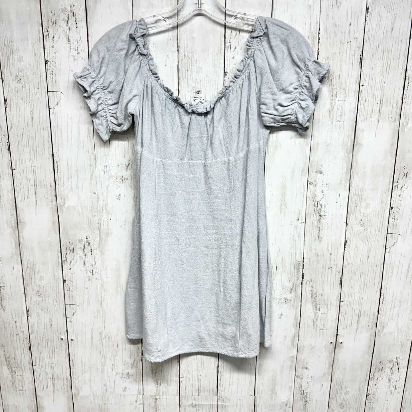 LE LIS Dress Women Size Medium Puff Sleeve Babydoll Mini Sky Blue Ruffled Rayon