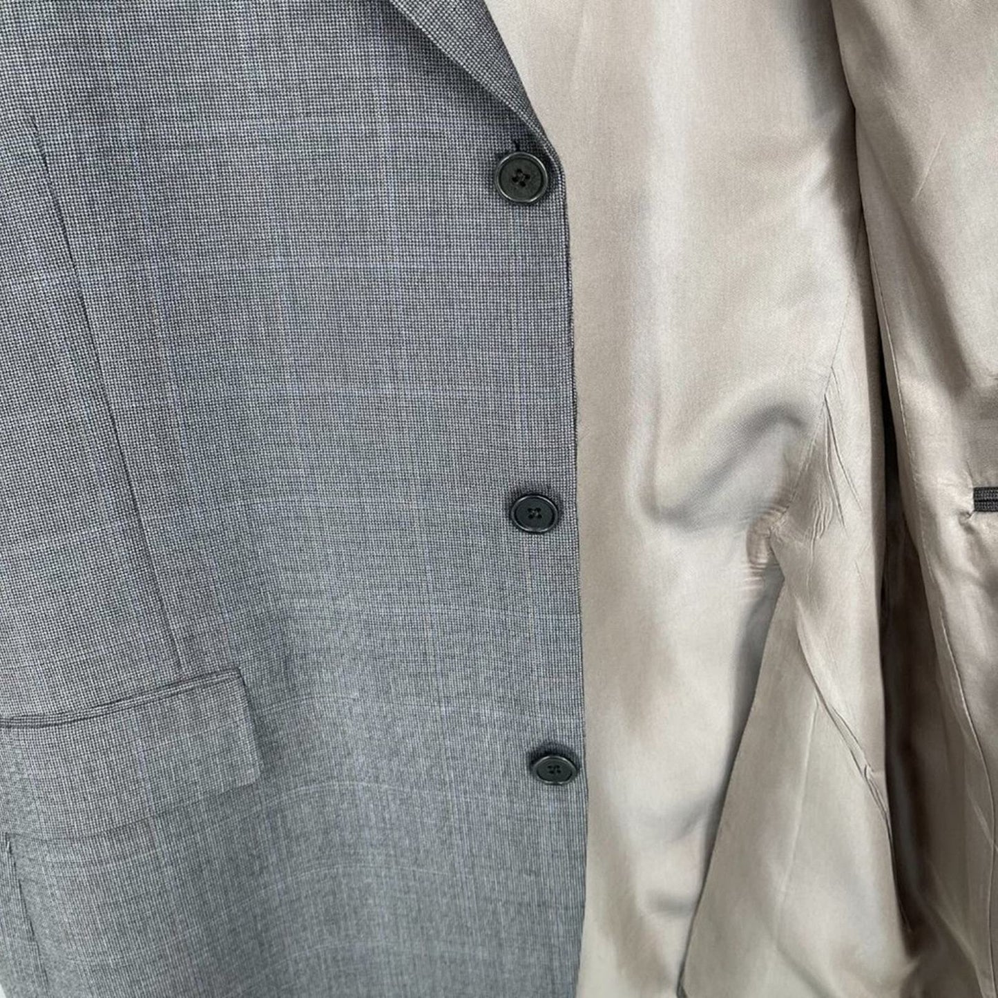 TED BAKER Suit Jacket Mens Size 46L Windorbane Plaid Grey Triple Button Textured