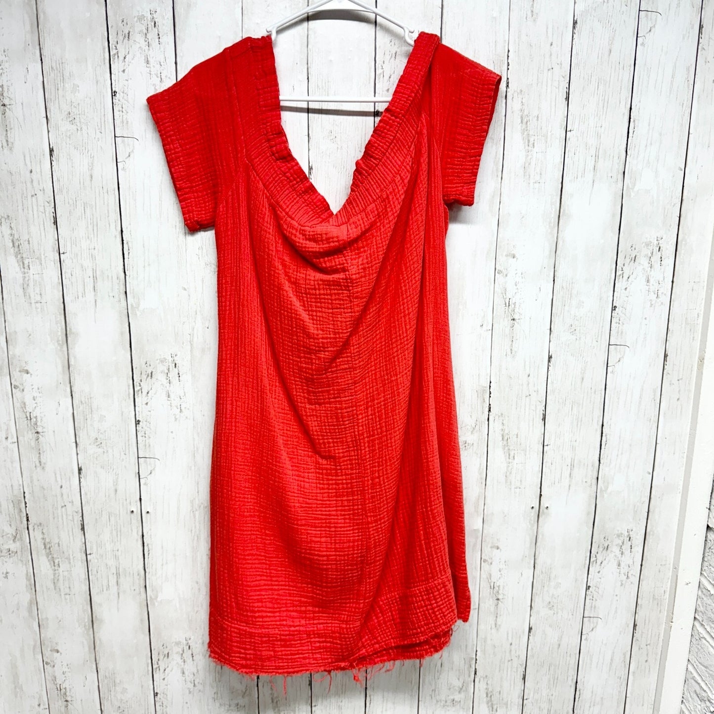 Amadi Anthropologie Dress Size M Maella Off Shoulder Coral Gauze Tunic Mini Top