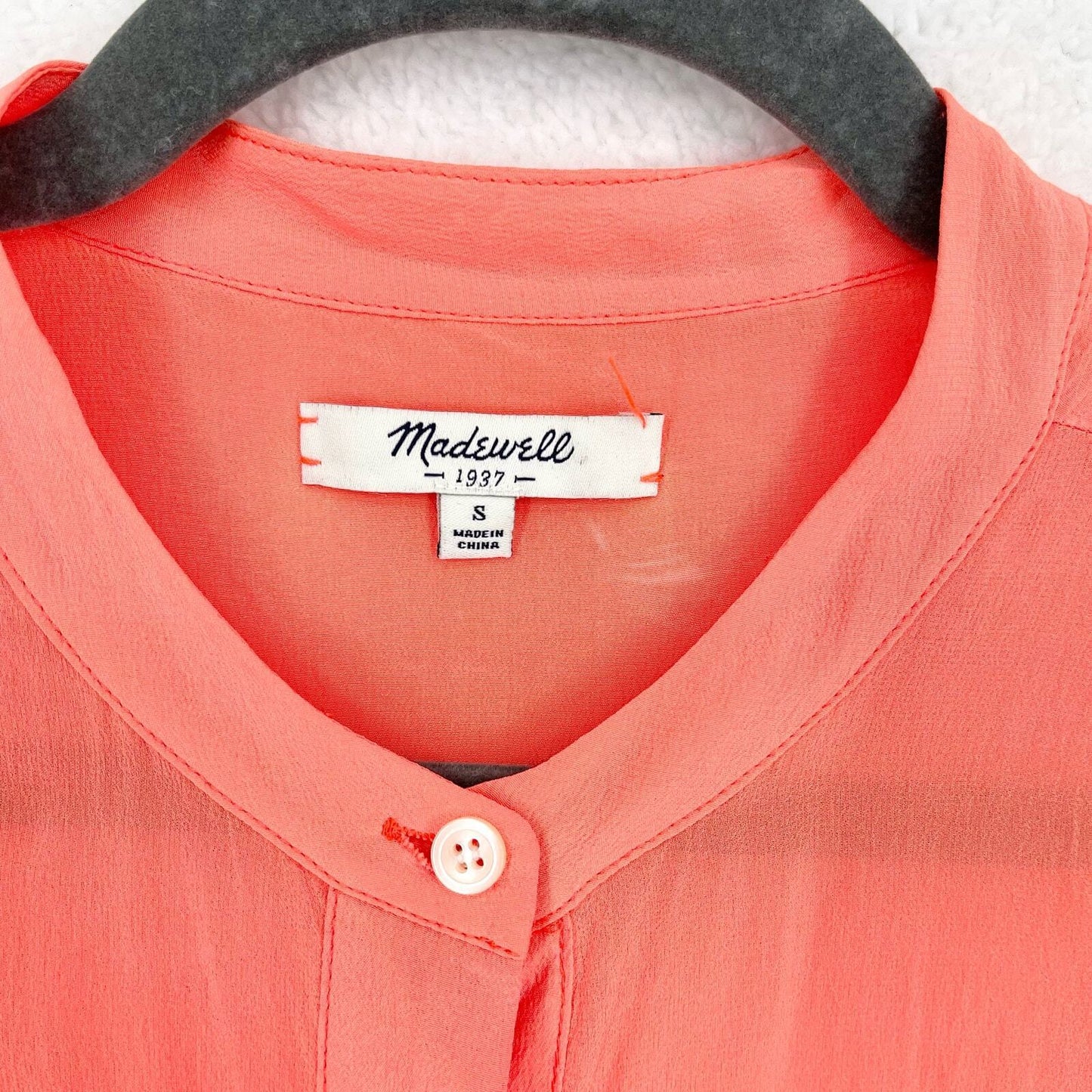 Madewell Coral Silk Button Down Sleeveless Lightweight Tank Top Size Small