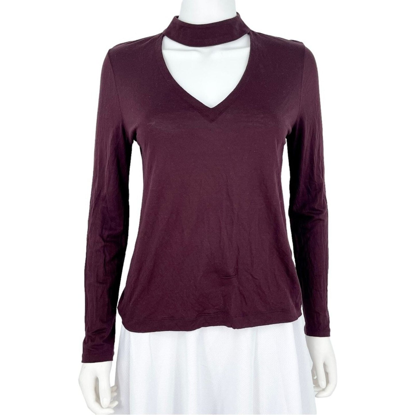 Madewell Halter Neck Long Sleeve Eggplant Choker Blouse Size Medium