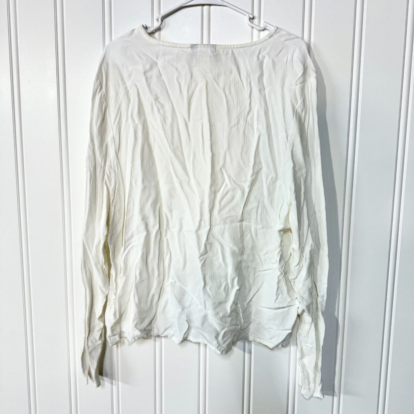 Vintage 2000 Eileen Fisher Round Neck Long Sleeve Rayon Blouse White Large
