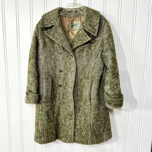 Vintage DAVIS OF BOSTON LAZAROUS Pea Coat Women Green Woven Double Breasted