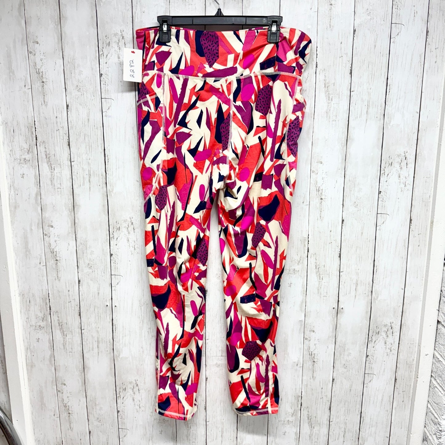 J. Dow Fitness Pants Women Size 2X Pink Cream Orange Athletic Leggings Pockets
