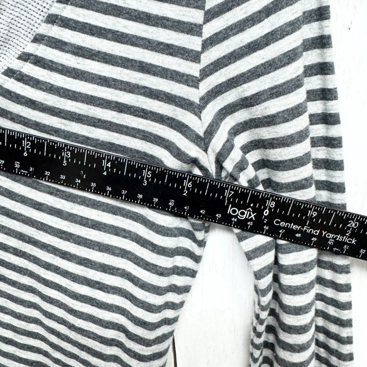 Soft Surroundings Dress Women Size XS Gray Black Stripe V-Neck Long Sleeve Midi