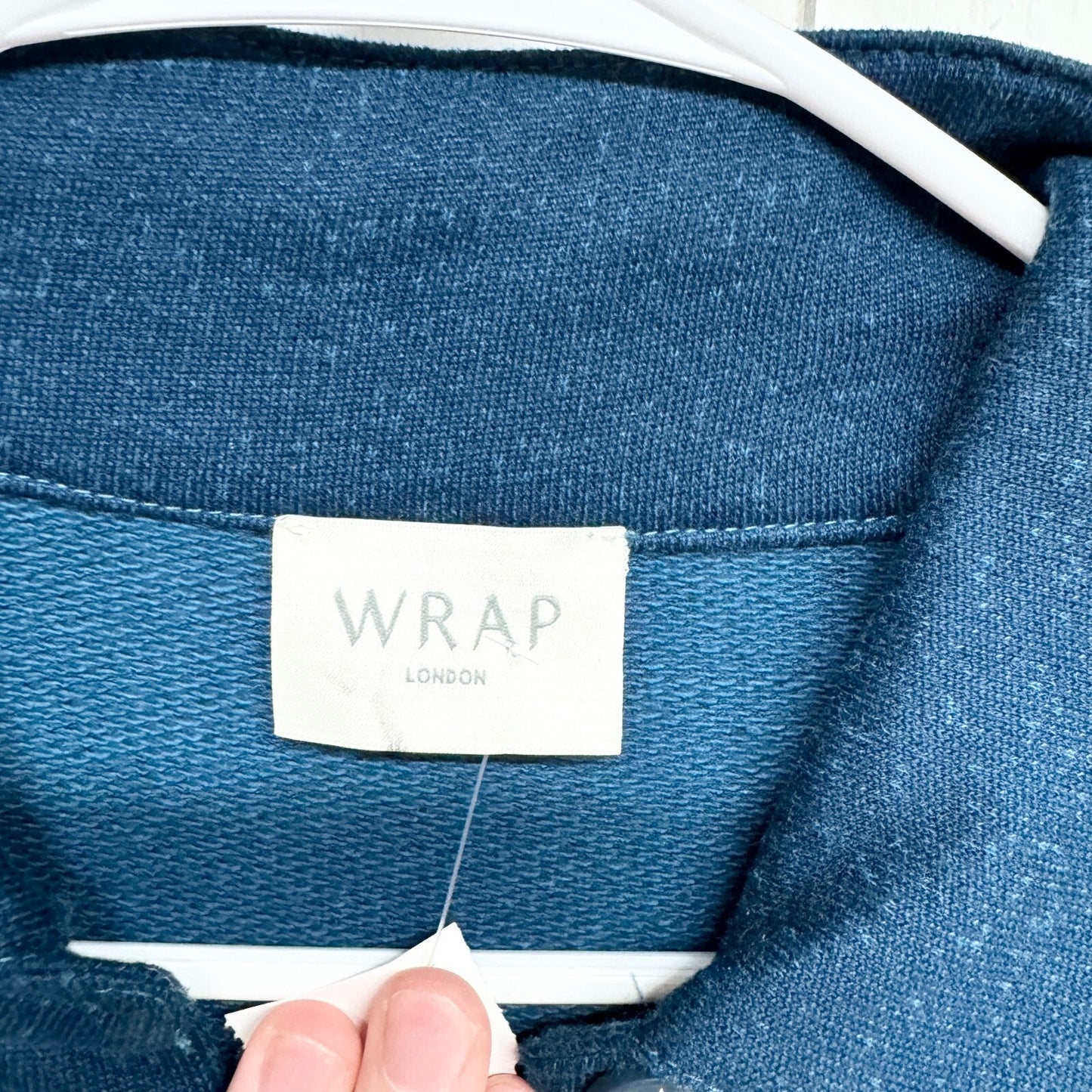 Wrap London Dress Women Size M Half Button Sweatshirt Mini Pocket Petrol Blue