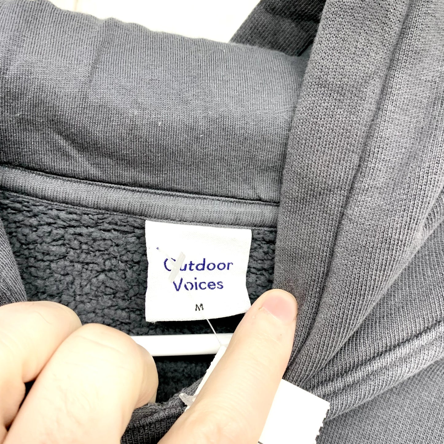 Outdoor Voices Sweater Medium Cropped Grey Hooded Long Sleeve Cotton Fitting