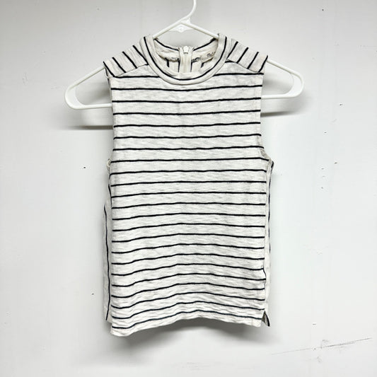 Madewell Size XXS Mockneck Striped Tank Top Shirt Zipper Back Sleeveless Ivory