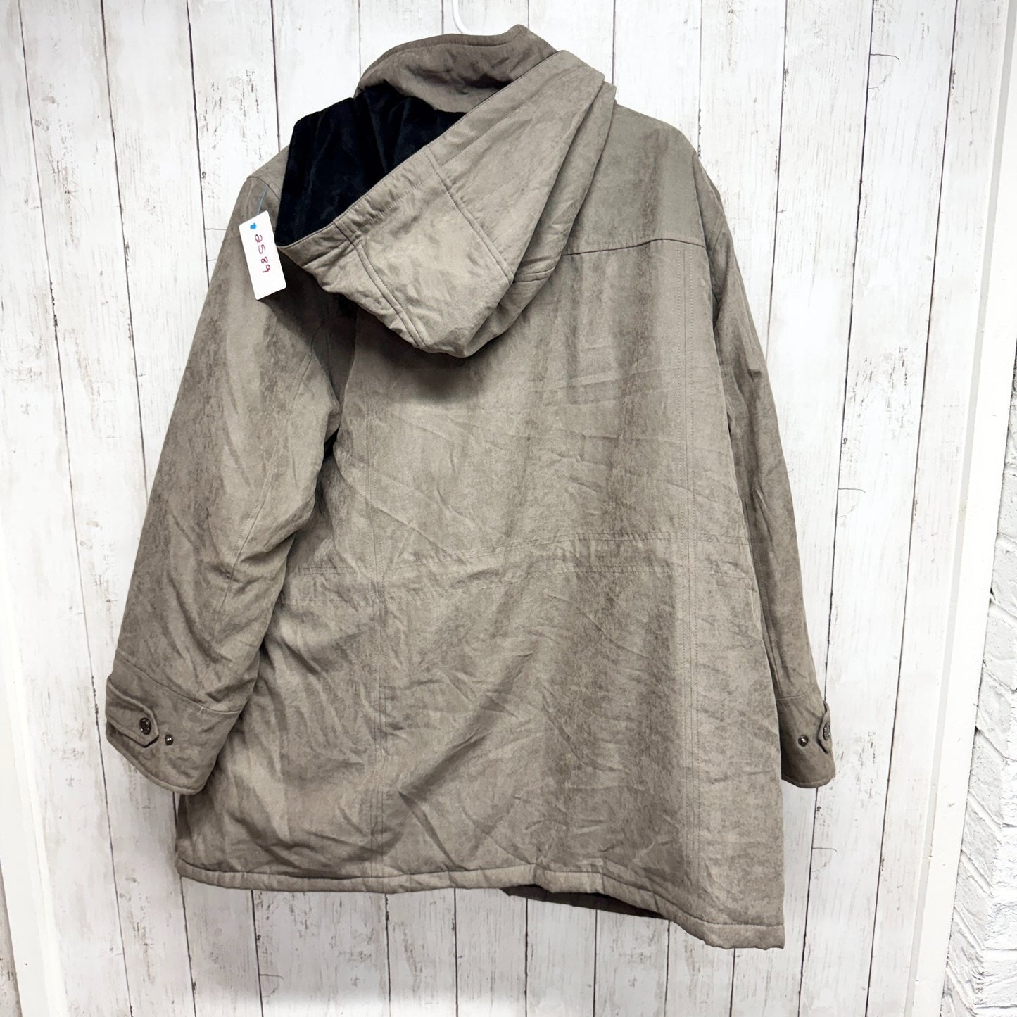 Croft & Barrow Jacket Women Size 2X Brown Suede Full Zip Hooded Pockets Outdoor