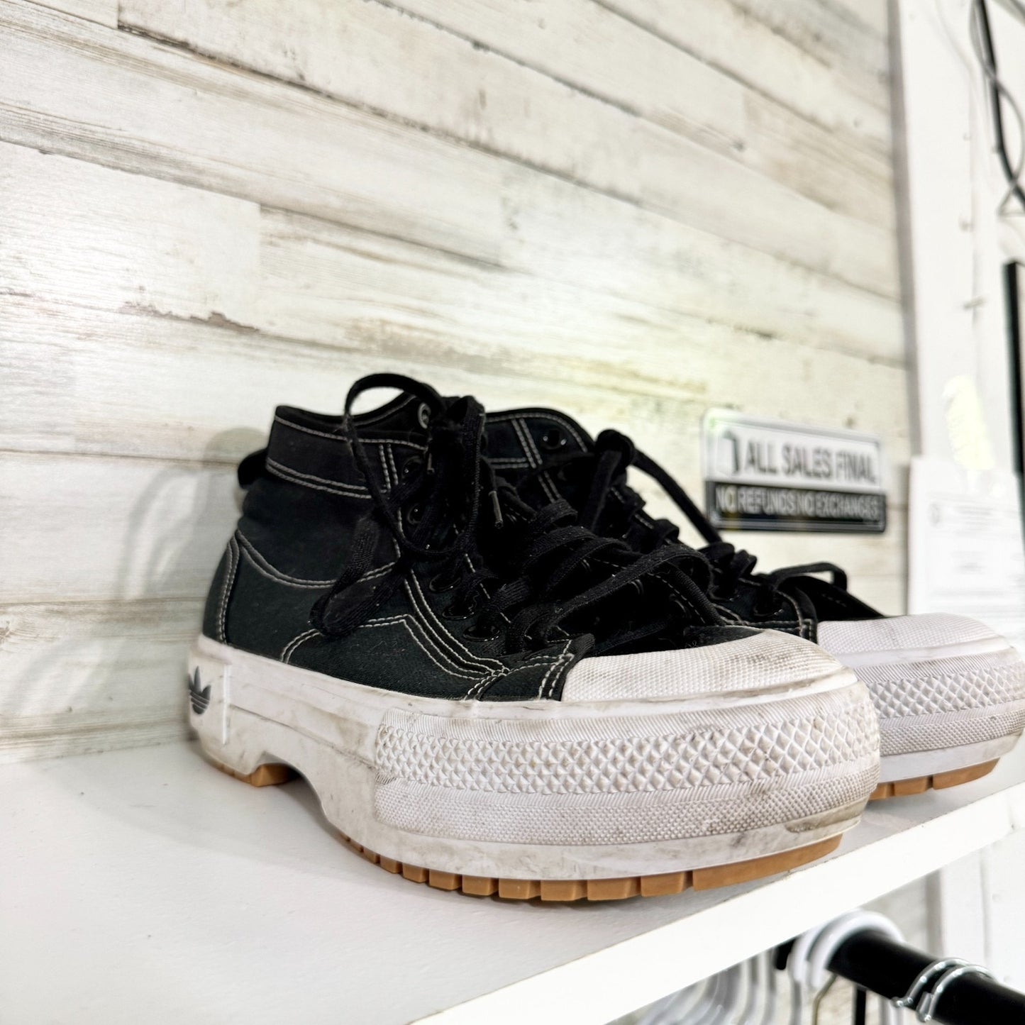 Adidas Shoes Women Size 8 Nizza Trek Black High Top Platform Sneakers Casual