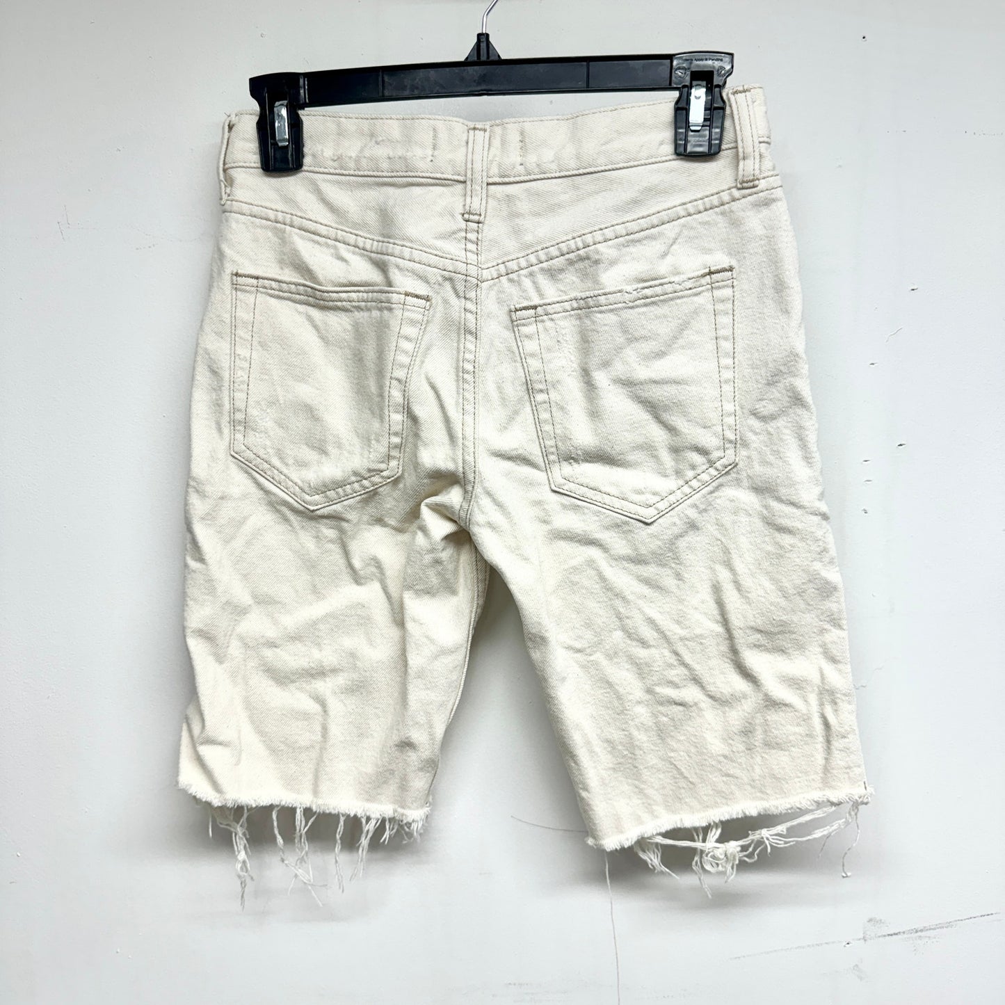 FREE PEOPLE Women's Cream Off White Ripped Caroline Cutoff Denim Shorts Sz 24