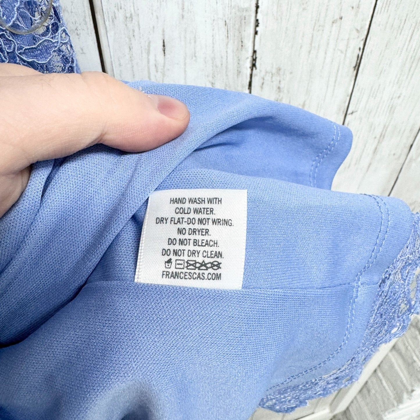 Francesca’s Dress Women Size M Periwinkle Off Shoulder Blue Lace Mini Fairy