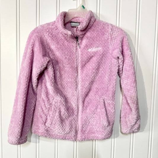 COLUMBIA Jacket LG 14/16 Lavender Pink Girls Sherpa Fleece Style Full Zip