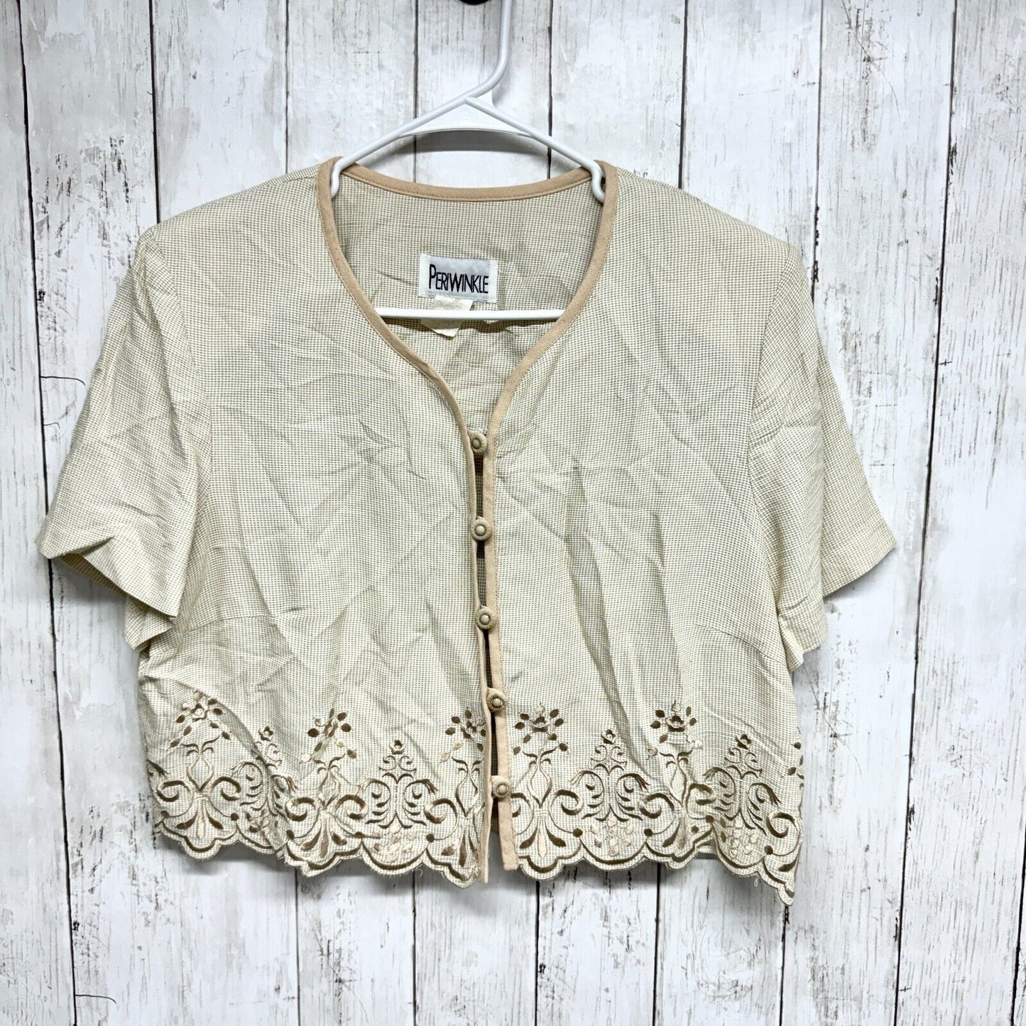 PERIWINKLE Jacket Women Size 14 Grandma Core Button Down Floral Short Sleeve
