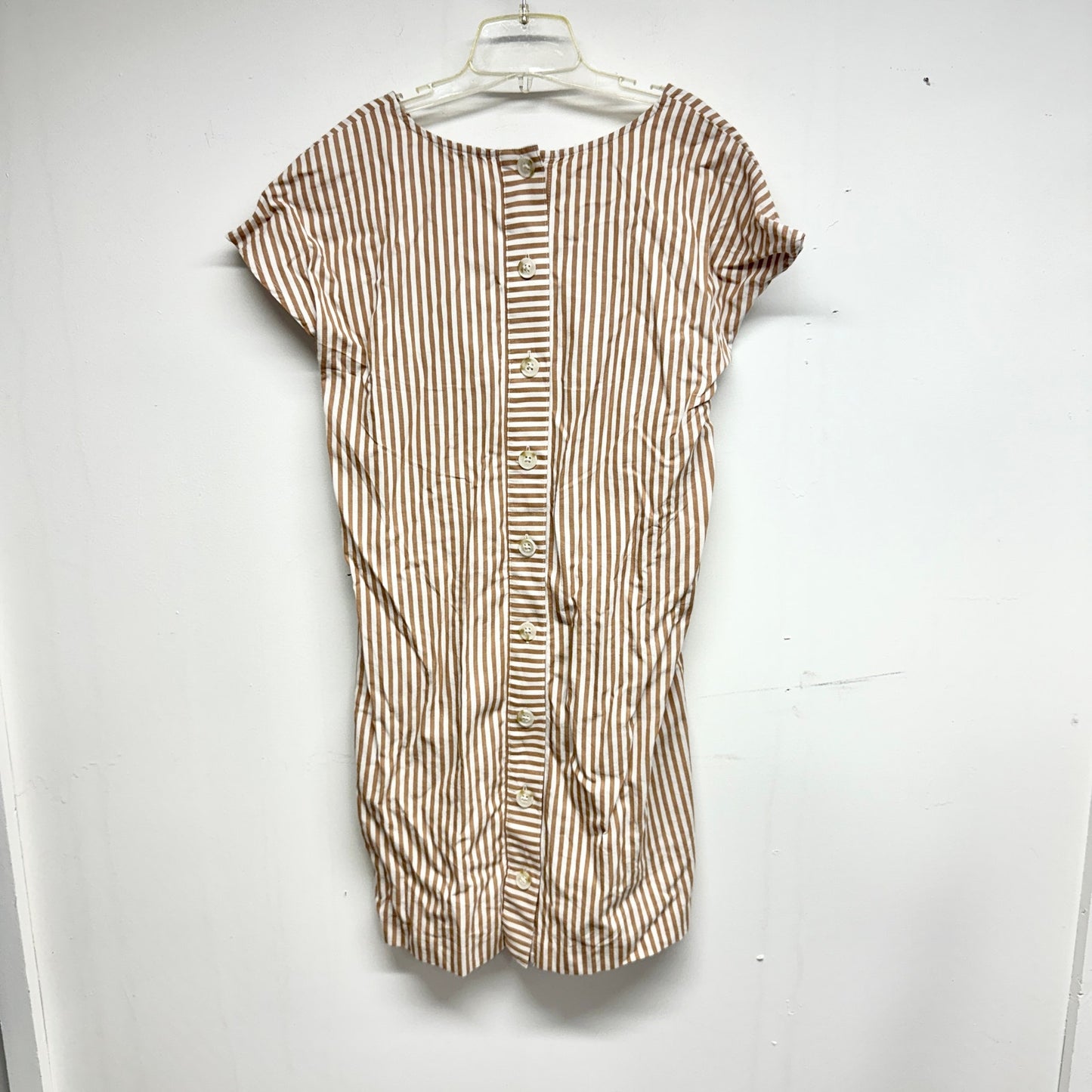 MADEWELL Women Button-Back Easy Short Sleeve Shirt Dress in Stripe Size XXS