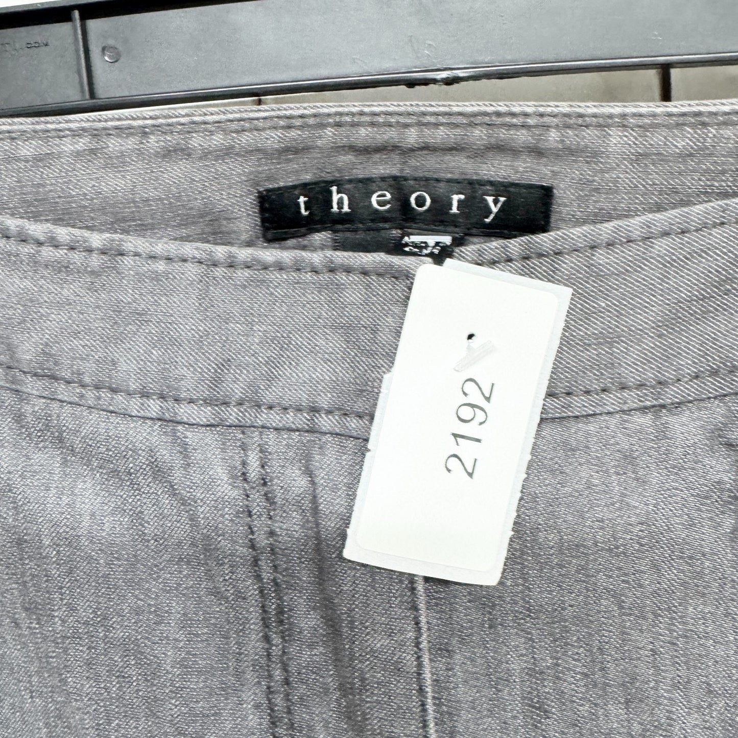 Theory Pants Women Size 6 Slim Split Straight Mid Jeans Washed Gray Zip Pockets