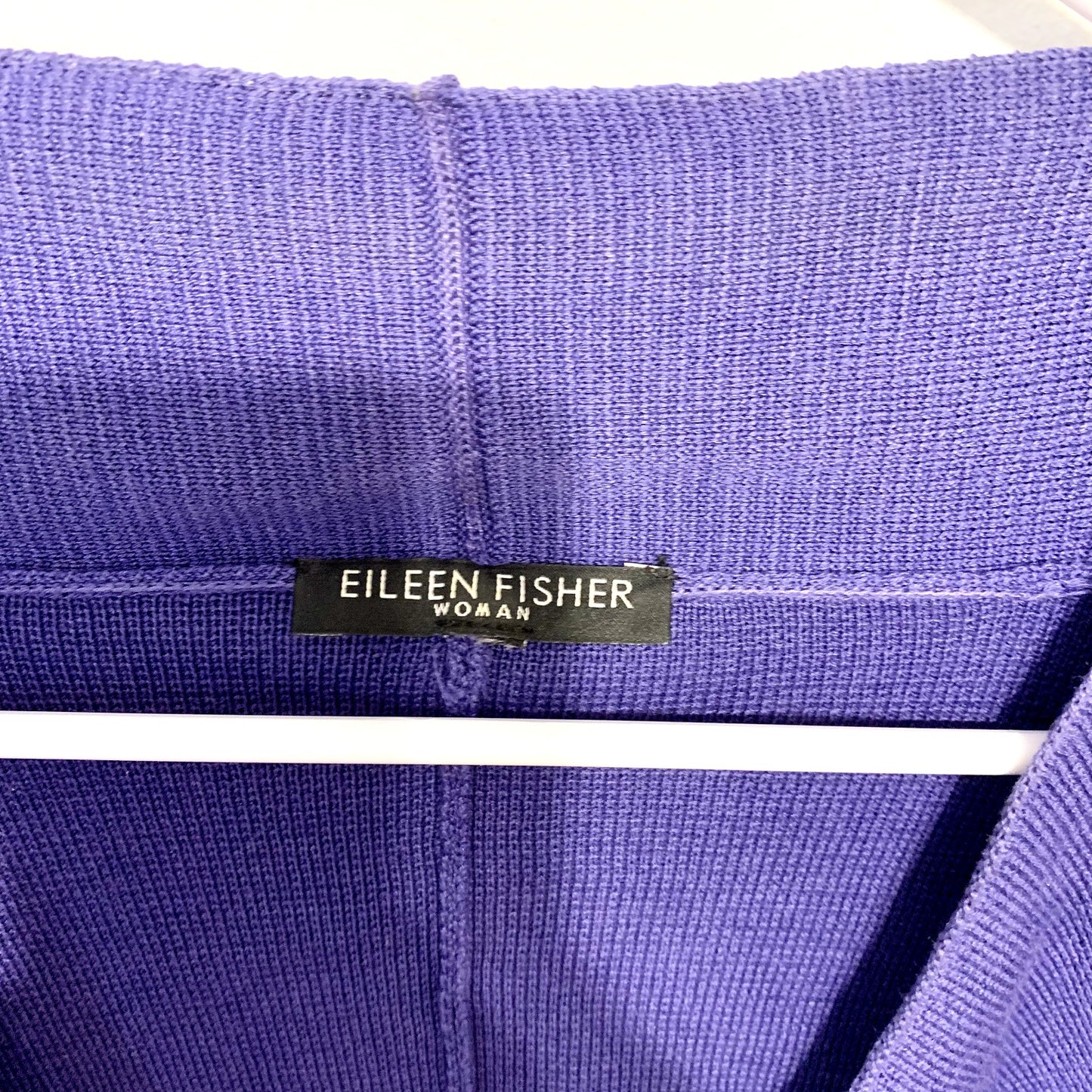 EILEEN FISHER Sweater XL Midnight Silk /Organic Cotton Interlock Shawl Collar