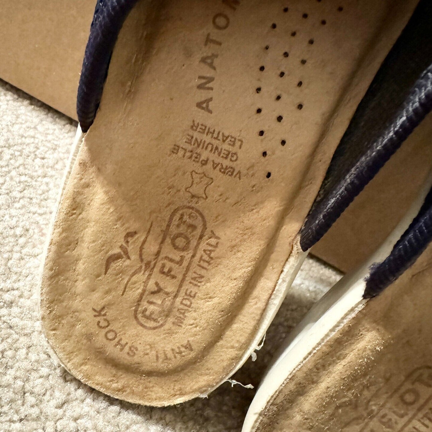 Flyflot Anatomic Womens 39/ 8.5 Slip On Sandals Vera Pelle Blue Open Toe