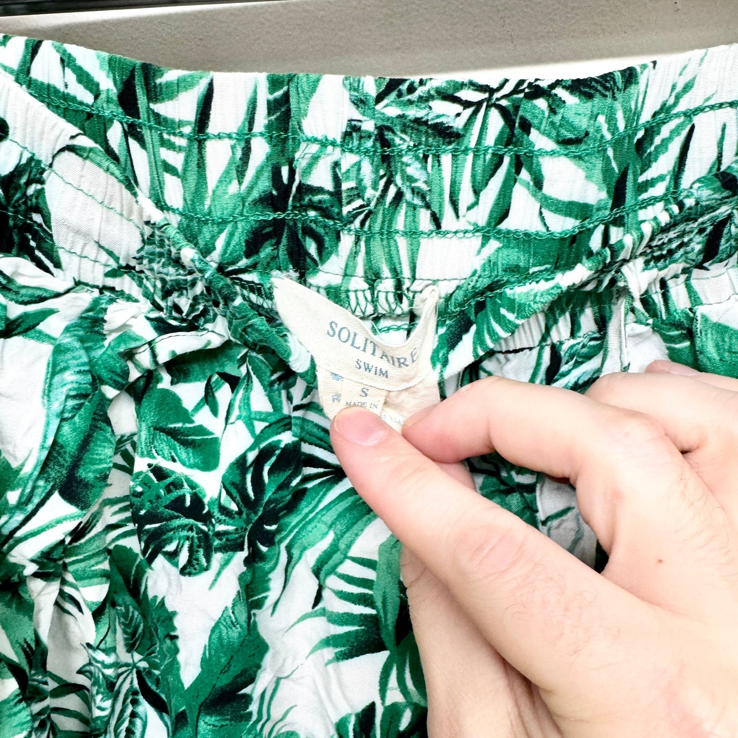 Solitaire Women Slit Leg Elastic Waisted Floral Tropical Swim Joggers Size Small