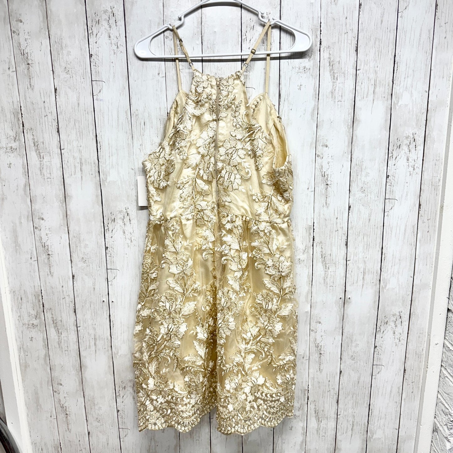 Altar'd State Dress Women Size Large Ivory Gold Sequin Detail Sleeveless Mini