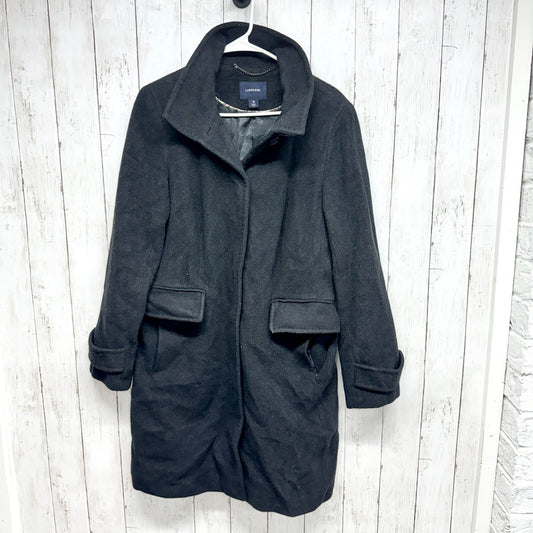 Lands' End Coat Women Size 10 Gray Wool Collared Peacoat Front Flap Over Pockets