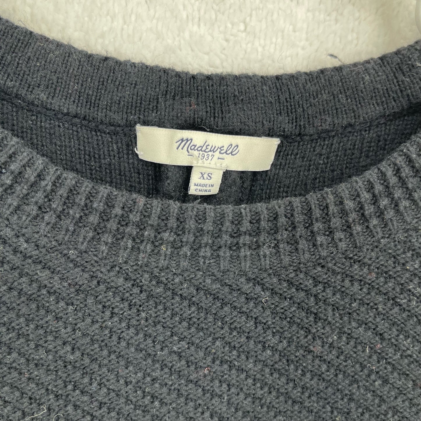 Madewell Black Back Zip Crewneck Sweater Women's XS