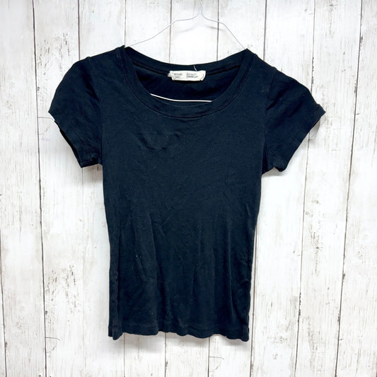 Entireworld Top Women Size Small Black Organic Cotton Ribbed Short Sleeve Shirt