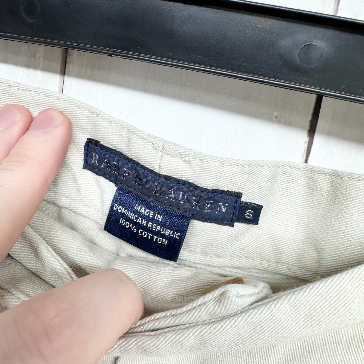 Ralph Lauren Shorts Women Size 6 Khaki Cotton Twill High Rise Chino Short Casual