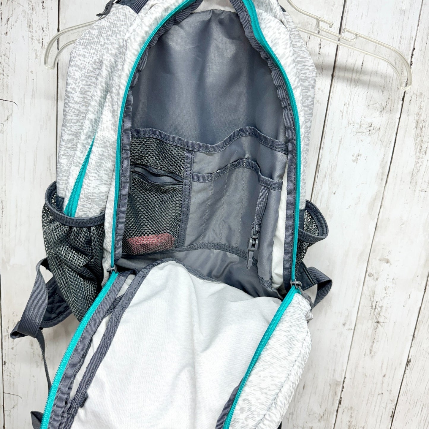 Adidas Backpack Unisex Gray Turquoise Purple Zip Mesh Pockets Travel School Work