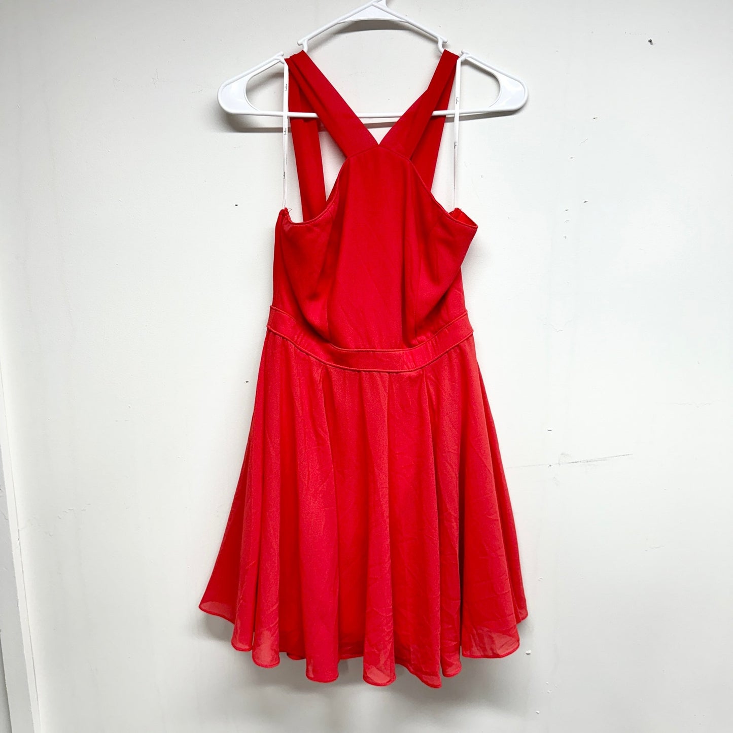 Lulus Women Flowy Forevermore Skater Mini Dress in Coral Red Size Small