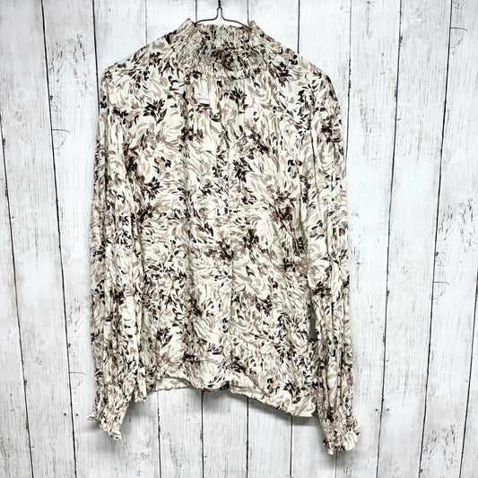 TART COLLECTION Blouse Women Sz Large Mock Neck Long Sleeve Cottage Core Floral