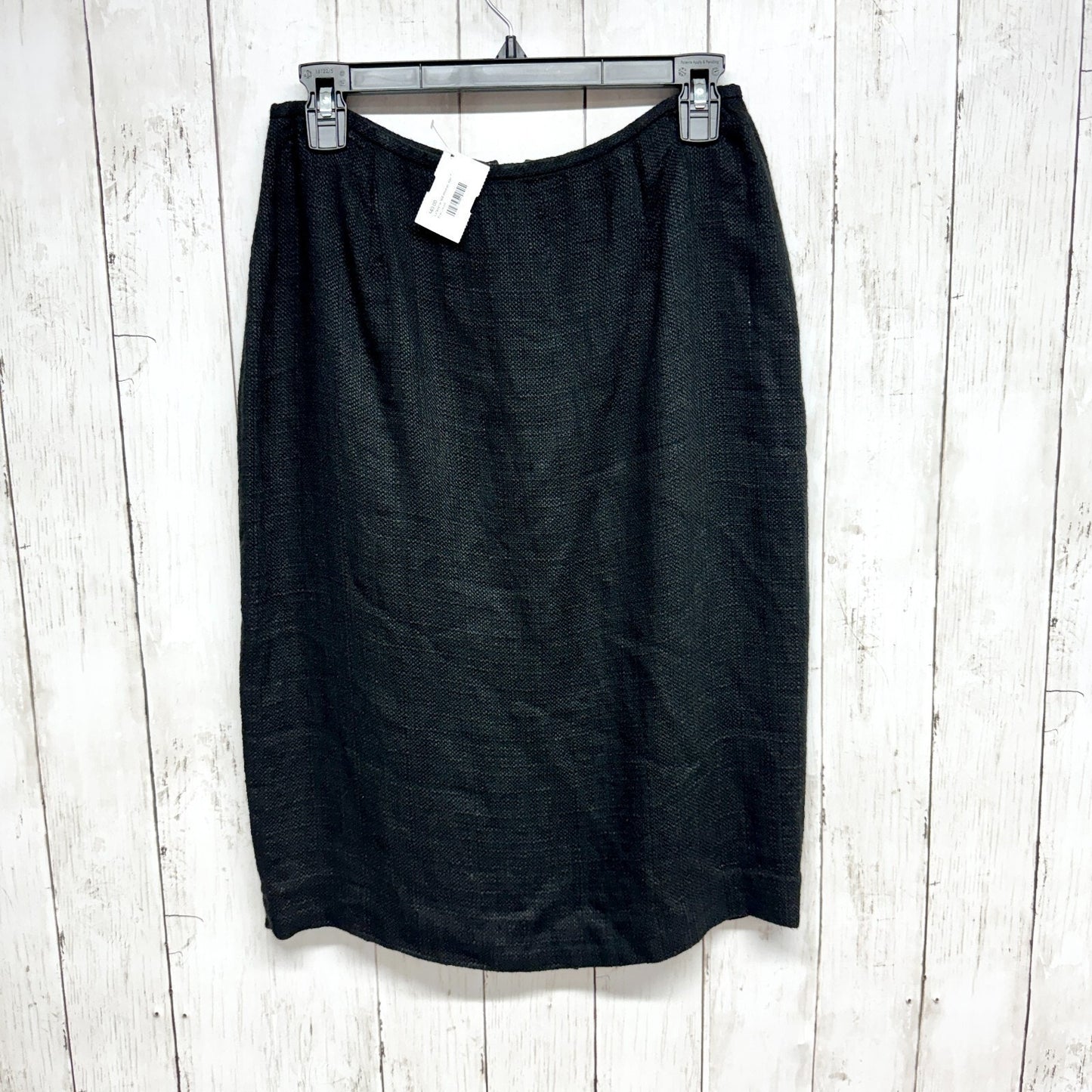 Lafayette 148 Skirt Women Size 6 Black Textured Midi Zip Closure Split Back Hem