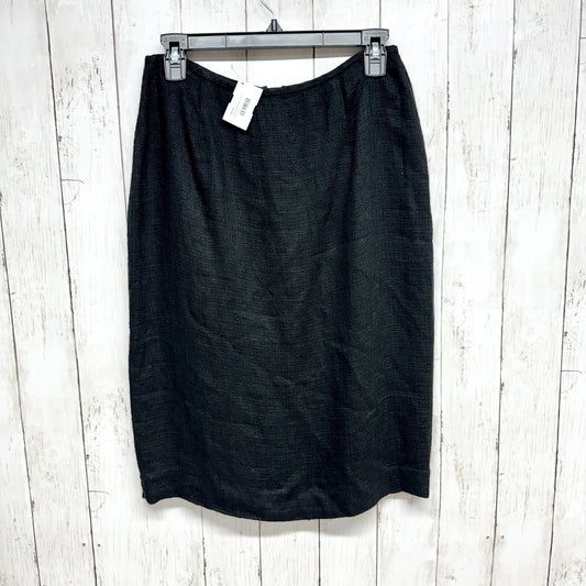 Lafayette 148 Skirt Women Size 6 Black Textured Midi Zip Closure Split Back Hem