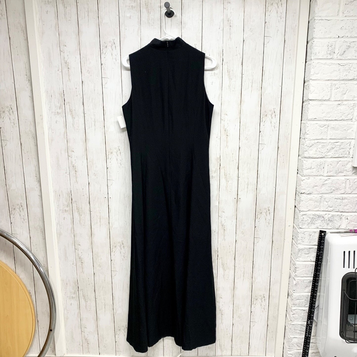 Evan-Picone Dress Women Size 12 Sleeve Button Front Maxi Black Business Casual
