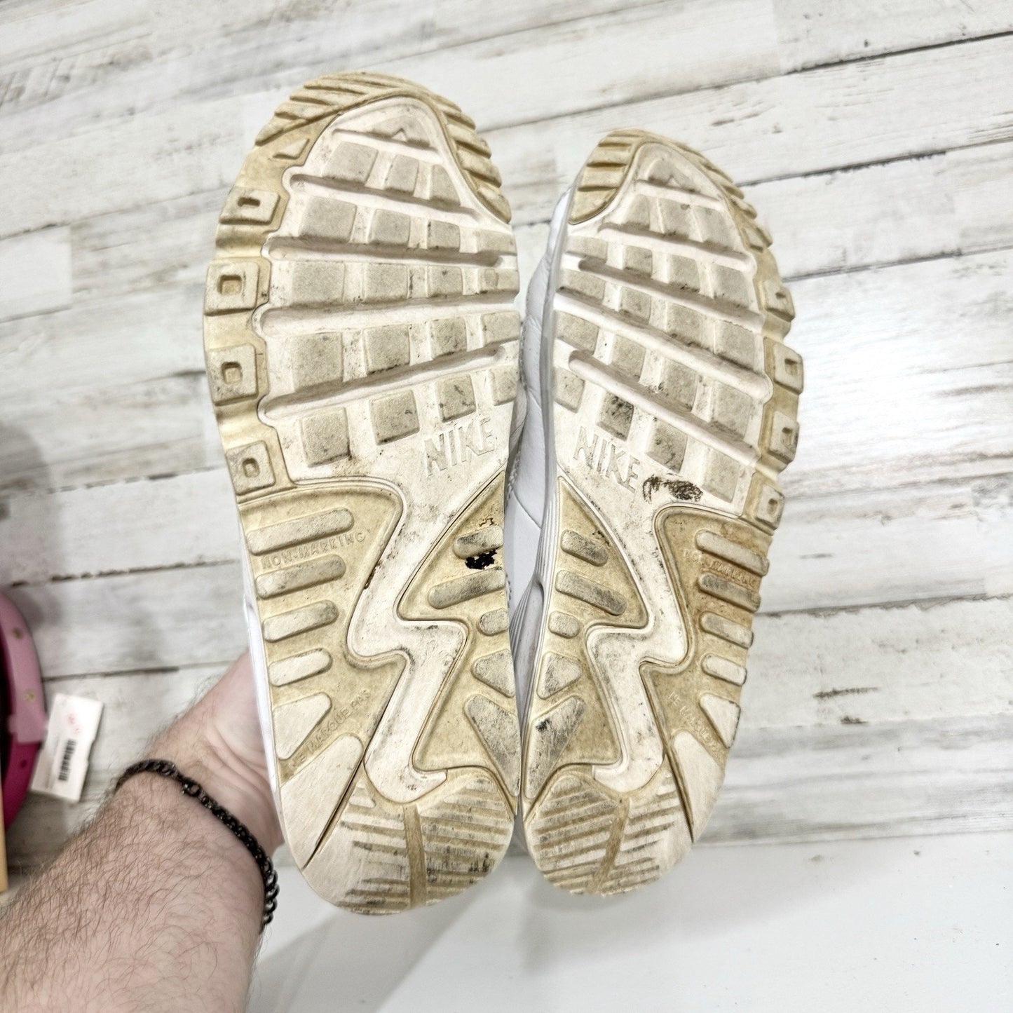 Nike Shoes Youth Size 6.5Y Air Max 90 Cream Champagne Leather Lace Up Casual