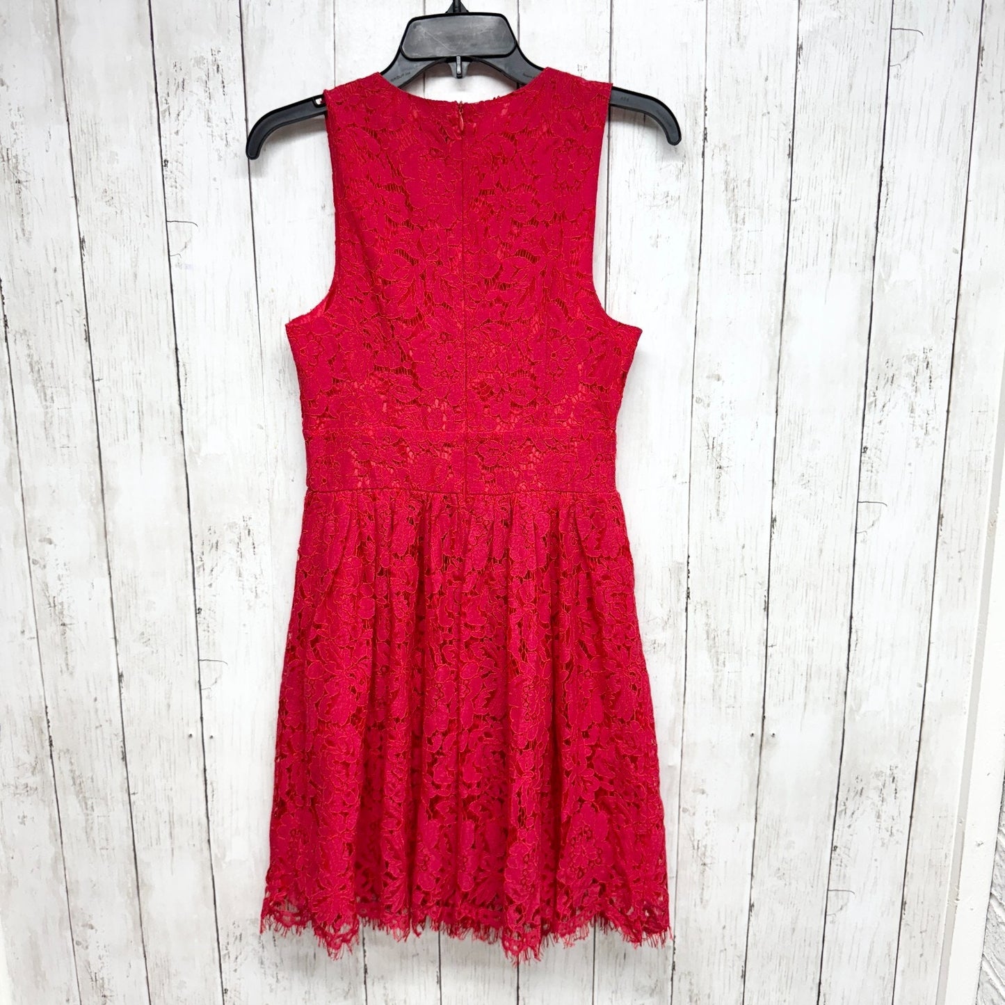 Lulus Dress Women Size Small In This Moment Red Lace Sleeveless Skater Zip Back