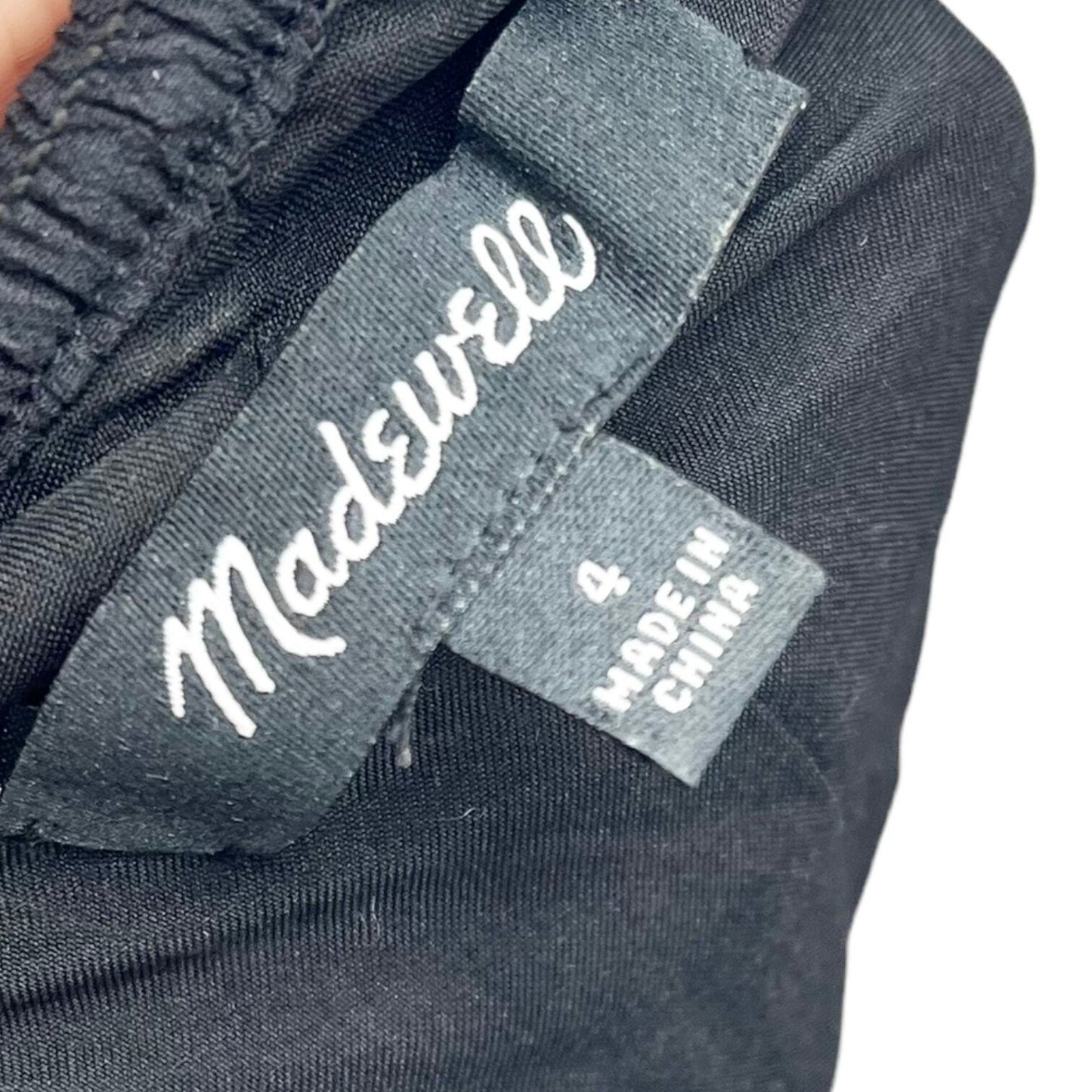 Madewell Dress Women Size 4 Mini Black Asymmetrical Off Shoulder Ruffled Casual