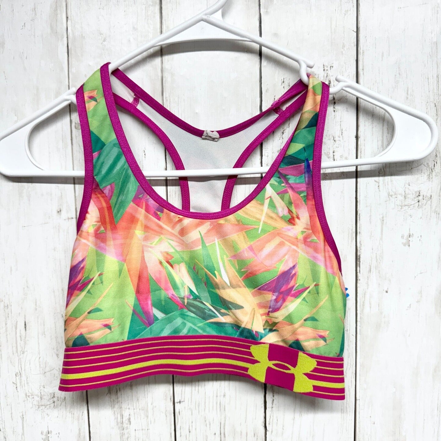 UNDER ARMOR Sports Bra Youth Girls Small Athletic Racerback Multicolored Lined
