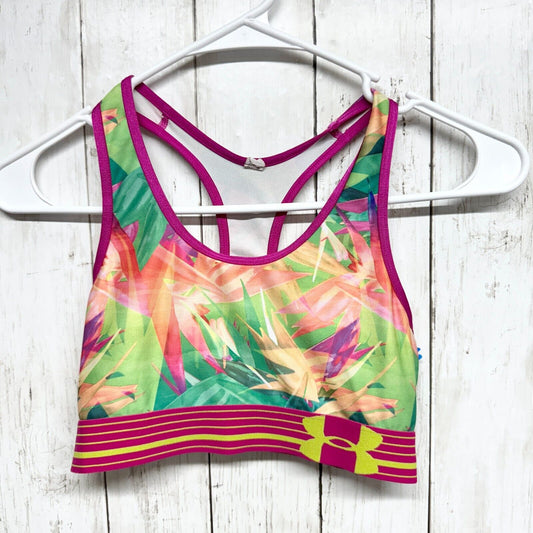UNDER ARMOR Sports Bra Youth Girls Small Athletic Racerback Multicolored Lined